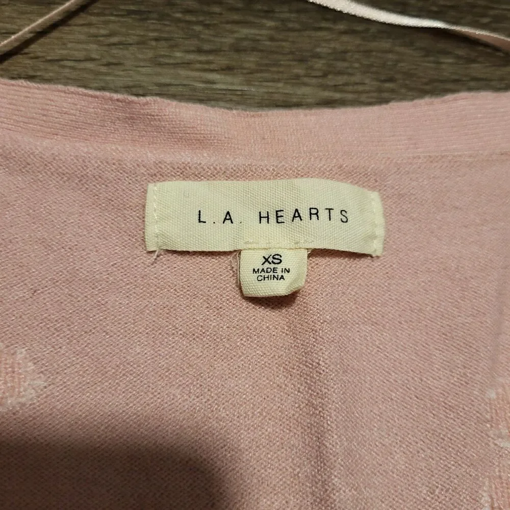 L.A. Hearts Floral Short Sleeved Button Up Cardigan Sweater Womens Size XS